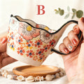 1pc Hand-Painted Floral Ceramic Mug with Handle, Microwave Safe, Insulated for Hot & Cold Drinks Coffee Cup