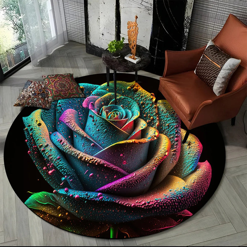 Tapete redondo floral em 3D