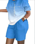 Conjunto Feminino Estampado — Blusa Manga Curta + Shorts com Bolsos