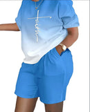 Conjunto Feminino Estampado — Blusa Manga Curta + Shorts com Bolsos