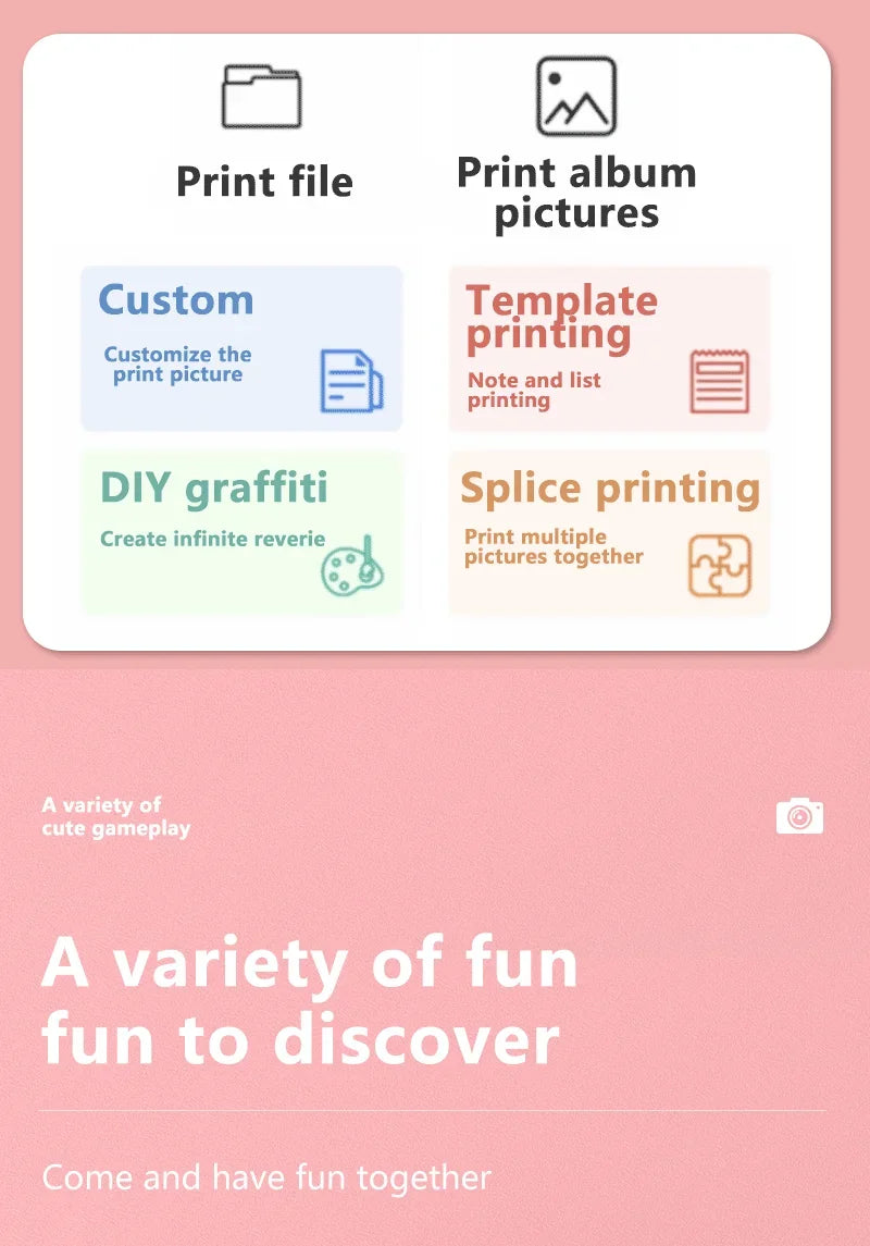 Câmera digital para crianças impressão térmica instantânea.
 Foto vídeo com cartão de memória 32G crianças 1080P HD