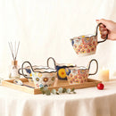 1pc Hand-Painted Floral Ceramic Mug with Handle, Microwave Safe, Insulated for Hot & Cold Drinks Coffee Cup