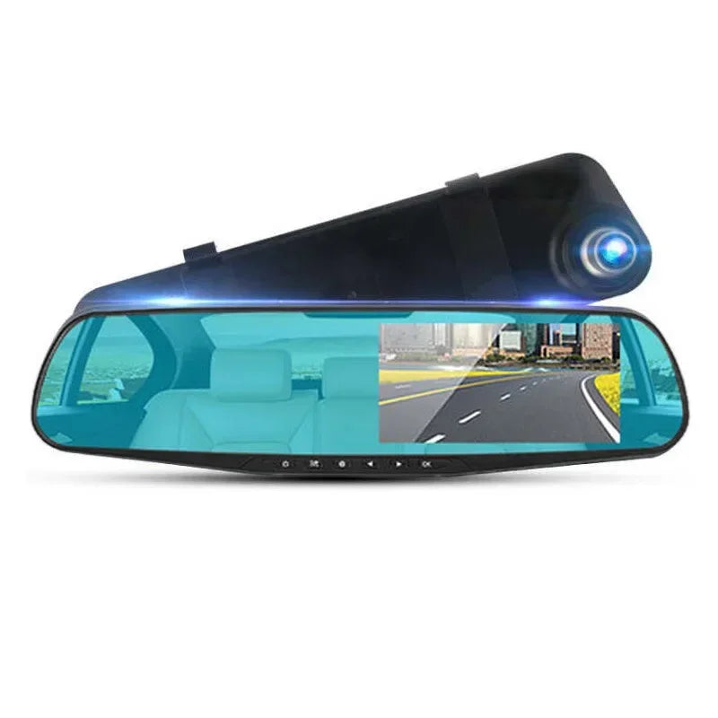 Retrovisor Smart para carro, DVR Espelho Retrovisor, IPS frontal e câmera traseira, Black Box, Novo, 4,3 polegadas