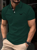 Camiseta masculina de lapela estampada em 3D, manga curta, polo confortável