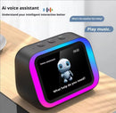Alto-falante inteligente com IA, Bluetooth 5.4, tela sensível ao toque HD, despertador eletrônico, som estéreo Hi-Fi e assistente de voz.