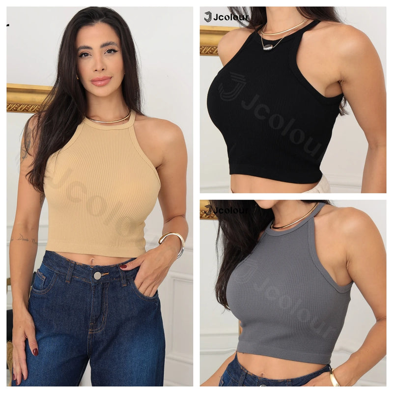 Kit 3 peças Regata Alça Fina ,Decote Blusa sem ombros