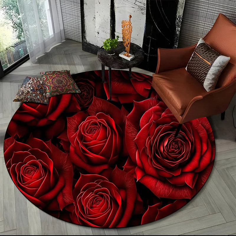 Tapete redondo floral em 3D