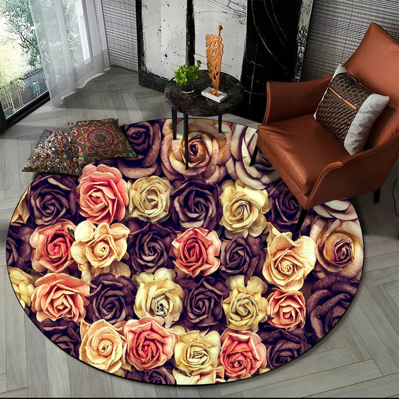 Tapete redondo floral em 3D