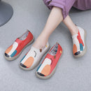 Mocassins femininos pintados, bico redondo,