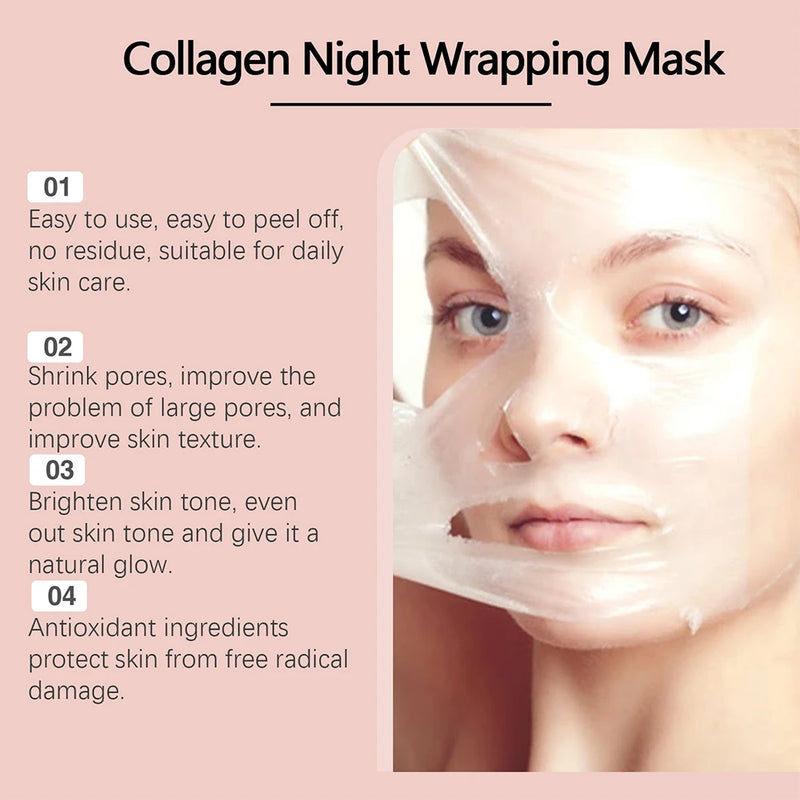 150ml máscara noturna de colágeno rejuvenesce a pele hidrata e  dá brilho  máscara facial coreana, peel-off