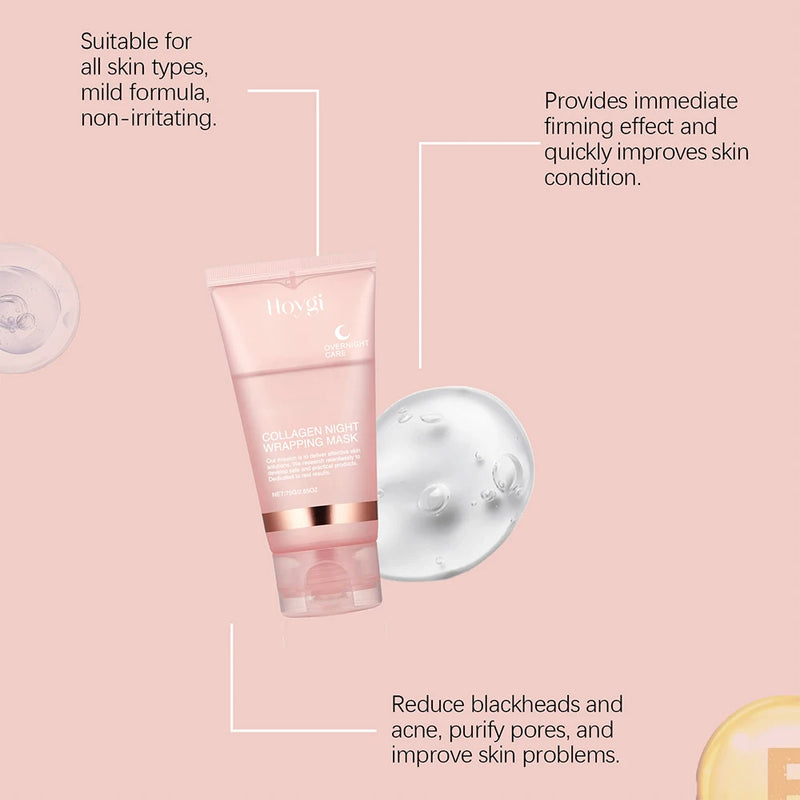 150ml máscara noturna de colágeno rejuvenesce a pele hidrata e  dá brilho  máscara facial coreana, peel-off
