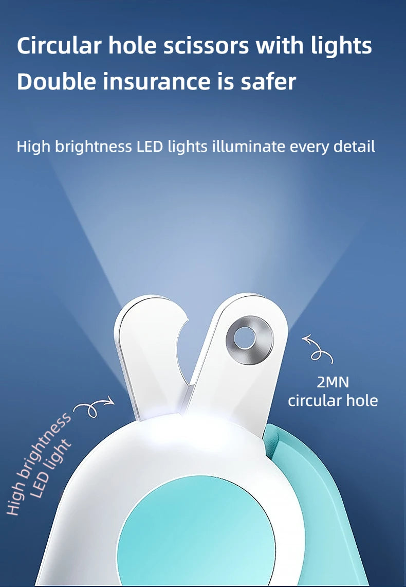 Cortador de unhas para cães e gatos com LED de segurança