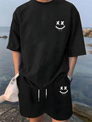 2pçs de verão short curto e camisa casual masculinos