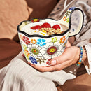 1pc Hand-Painted Floral Ceramic Mug with Handle, Microwave Safe, Insulated for Hot & Cold Drinks Coffee Cup