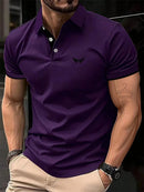 Camiseta masculina de lapela estampada em 3D, manga curta, polo confortável
