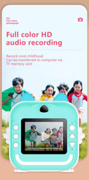 Câmera digital para crianças impressão térmica instantânea.
 Foto vídeo com cartão de memória 32G crianças 1080P HD