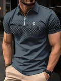 Camisa polo masculina de manga, streetwear, verão, estampa 3D, poliéster microelástico.