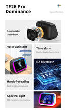 Alto-falante inteligente com IA, Bluetooth 5.4, tela sensível ao toque HD, despertador eletrônico, som estéreo Hi-Fi e assistente de voz.
