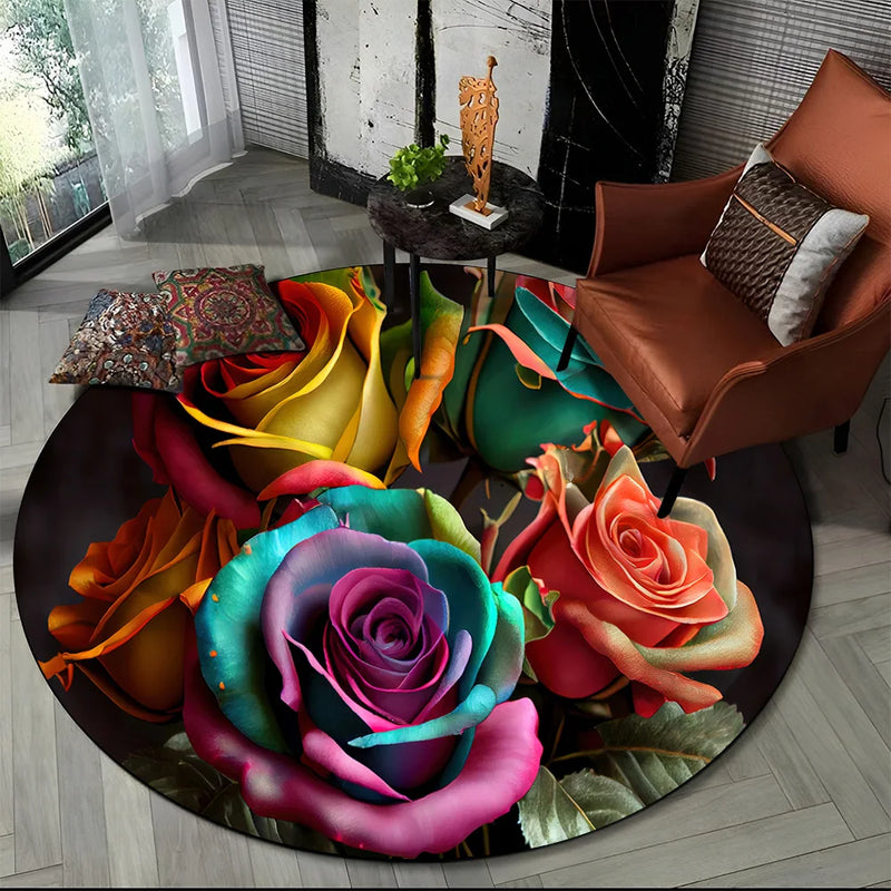 Tapete redondo floral em 3D